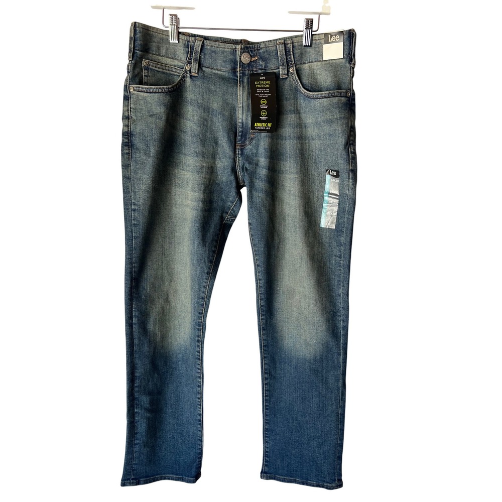 Lee Extreme Motion Mens Athletic Fit Tapered Leg Jeans 34x30 Medium Wash NWT